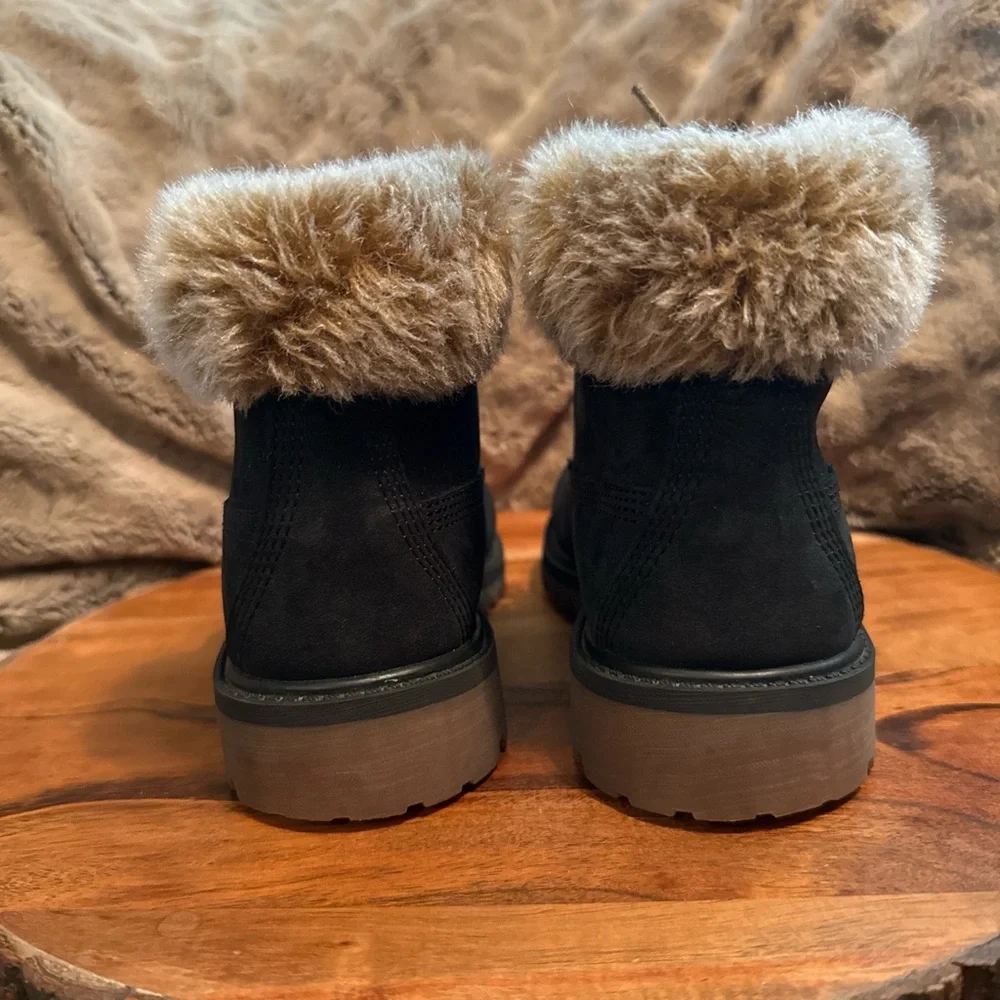 Timberland Black Fur-Lined Kids Boots